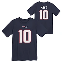 Preschool Nike Drake Maye Navy New England Patriots Player Name & Number T-Shirt