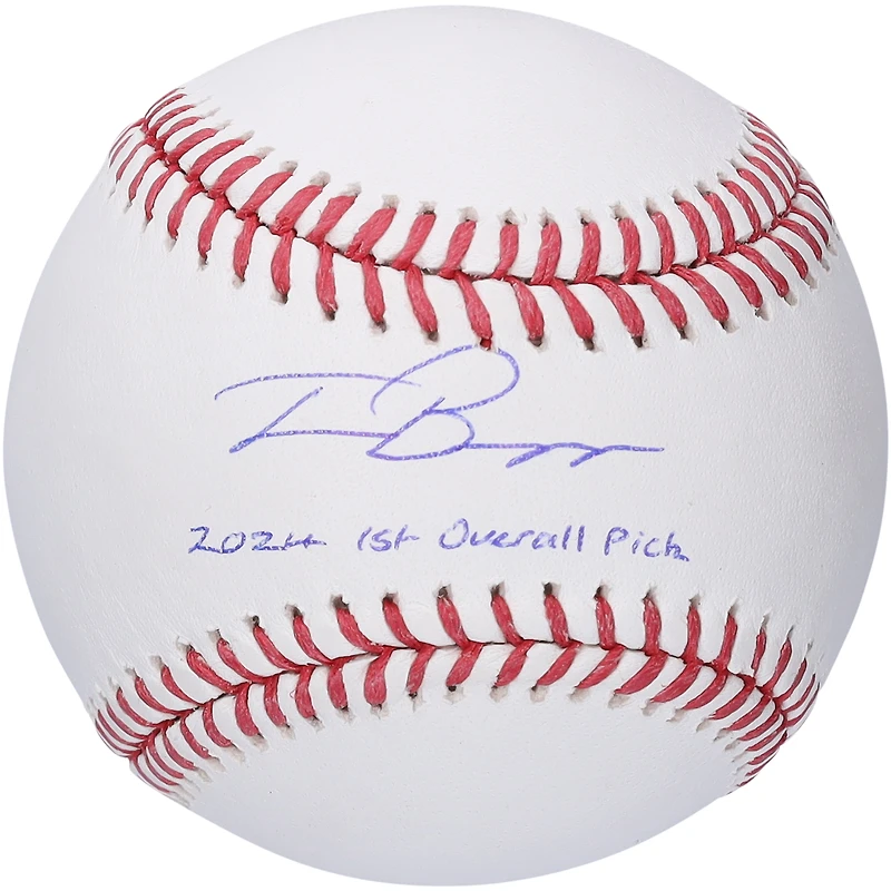 Travis Bazzana Cleveland Guardians Autographed Baseball with "2024 1st Overall Pick" Inscription
