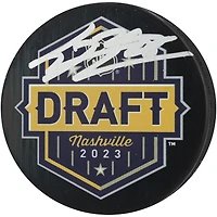 Connor Bedard Chicago Blackhawks Autographed 2023 NHL Draft Hockey Puck