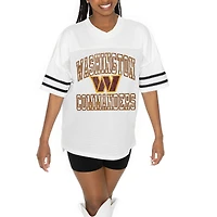 Women's Gameday Couture  White Washington Commanders Oversized Sporty Mesh V-Neck Top