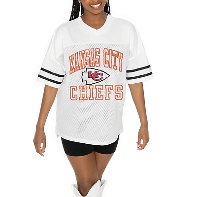Women's Gameday Couture  White Kansas City Chiefs Oversized Sporty Mesh V-Neck Top