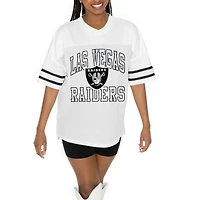 Women's Gameday Couture  White Las Vegas Raiders Oversized Sporty Mesh V-Neck Top