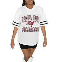 Women's Gameday Couture  White Tampa Bay Buccaneers Oversized Sporty Mesh V-Neck Top