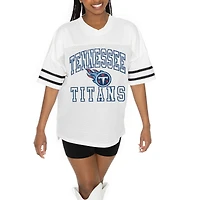 Women's Gameday Couture  White Tennessee Titans Oversized Sporty Mesh V-Neck Top