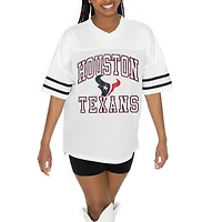 Women's Gameday Couture  White Houston Texans Oversized Sporty Mesh V-Neck Top