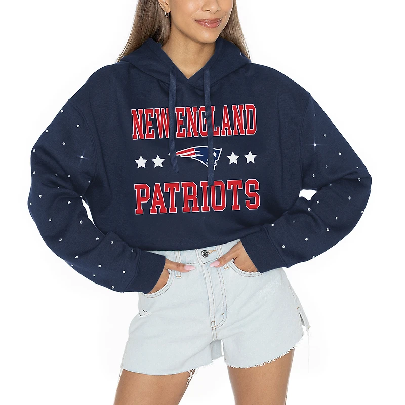Women's Gameday Couture Navy New England Patriots Like A Star Scrunch Waist Pullover Hoodie