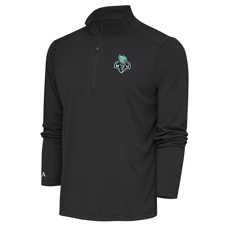 Men's Antigua Charcoal New York Liberty Tribute Quarter-Zip Top