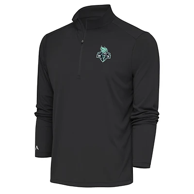 Men's Antigua Charcoal New York Liberty Tribute Quarter-Zip Top
