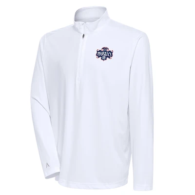 Men's Antigua White Washington Mystics Tribute Quarter-Zip Top