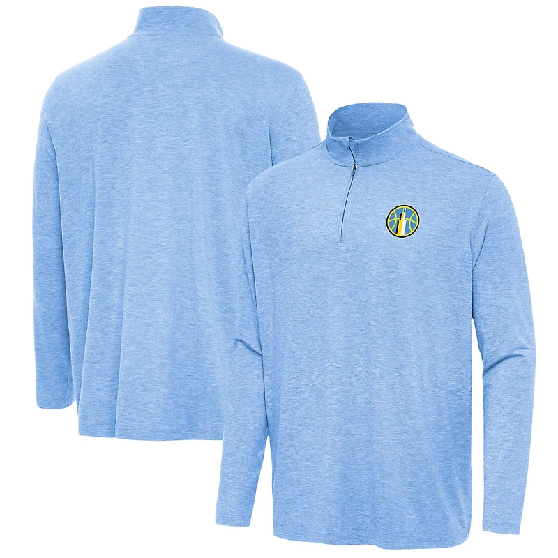 Men's Antigua  Heather Sky Blue Chicago Sky Hunk Quarter-Zip Top