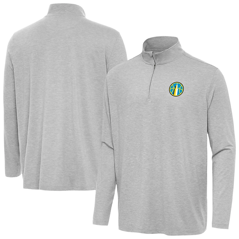 Men's Antigua  Heather Gray Chicago Sky Hunk Quarter-Zip Top