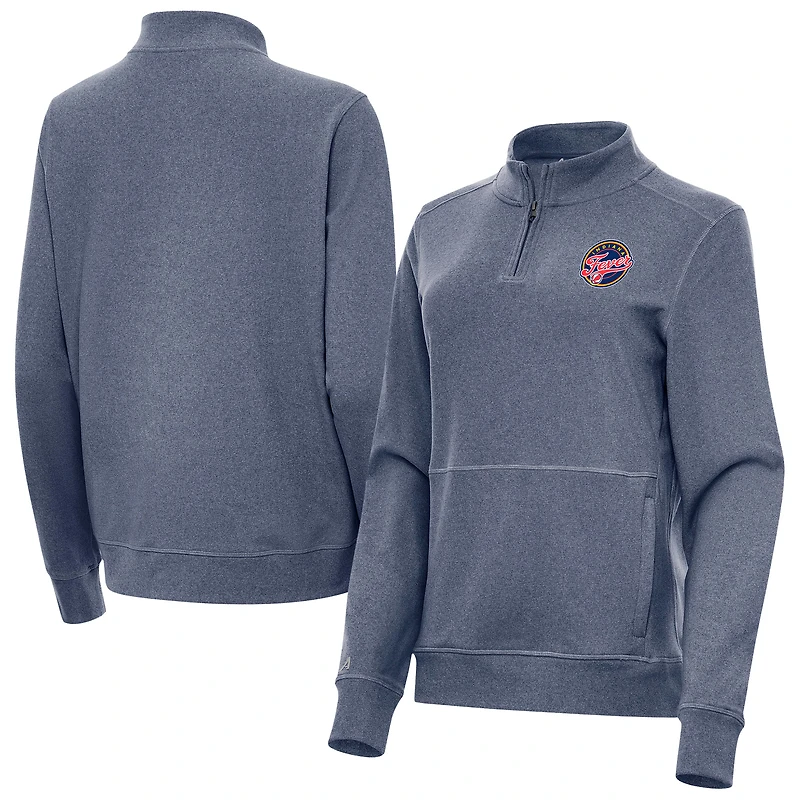Women's Antigua Heather Navy Indiana Fever Crush Quarter-Zip Fleece Sweatshirt