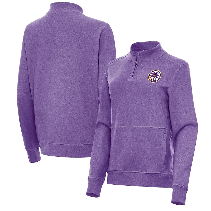 Women's Antigua Heather Purple Los Angeles Sparks Crush Quarter-Zip Fleece Sweatshirt