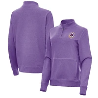 Women's Antigua Heather Purple Los Angeles Sparks Crush Quarter-Zip Fleece Sweatshirt