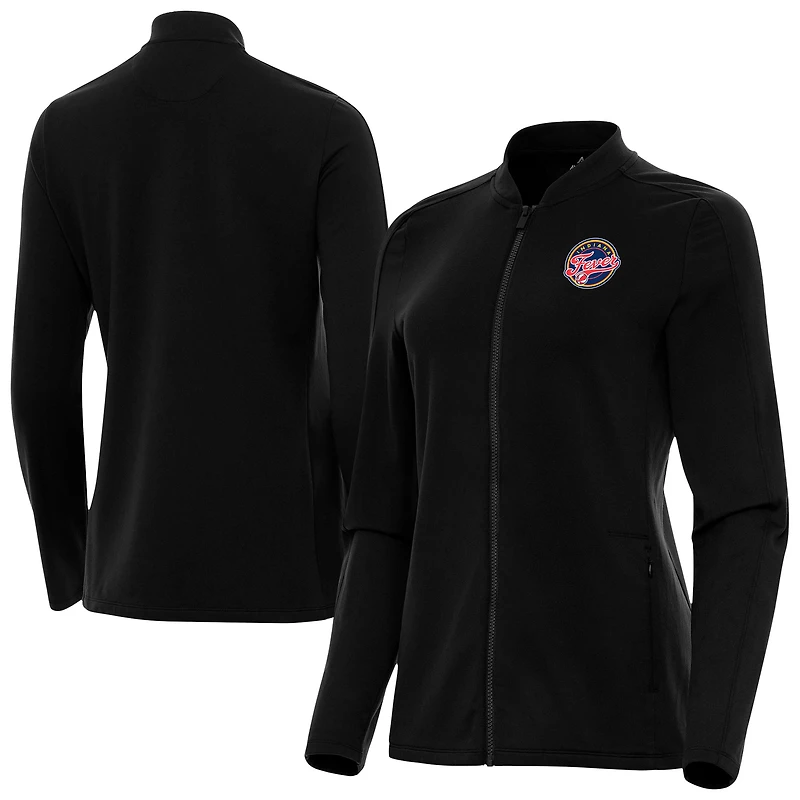 Women's Antigua Black Indiana Fever Continual Full-Zip Jacket