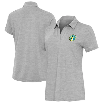 Women's Antigua Heather Gray Chicago Sky Layout V-Neck Polo