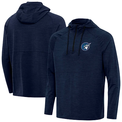 Men's Antigua Heather Navy Minnesota Lynx Spikes Raglan Quarter-Zip Hoodie