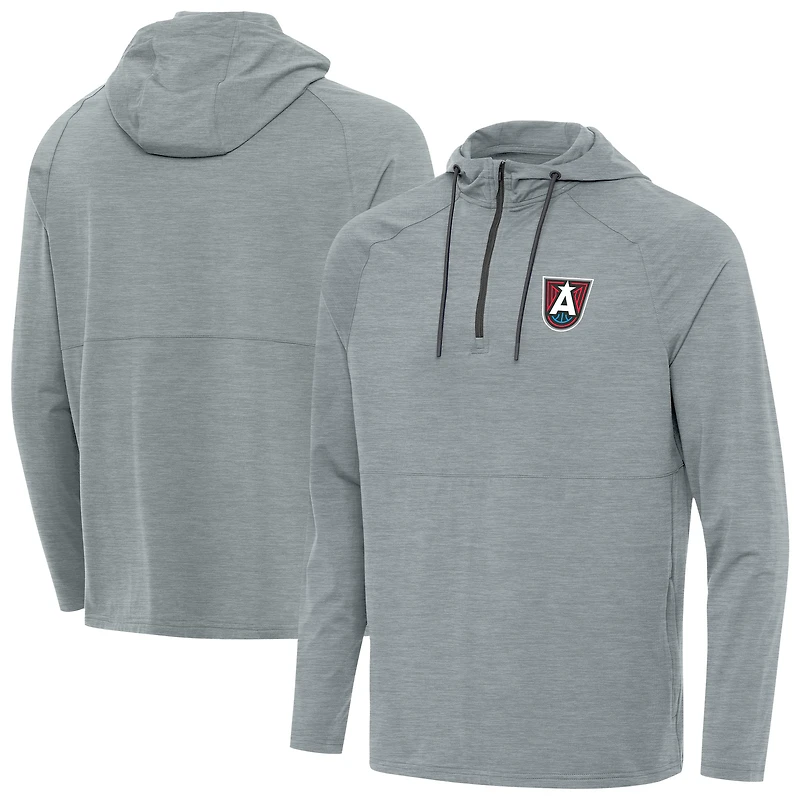 Men's Antigua Heather Gray Atlanta Dream Spikes Raglan Quarter-Zip Hoodie