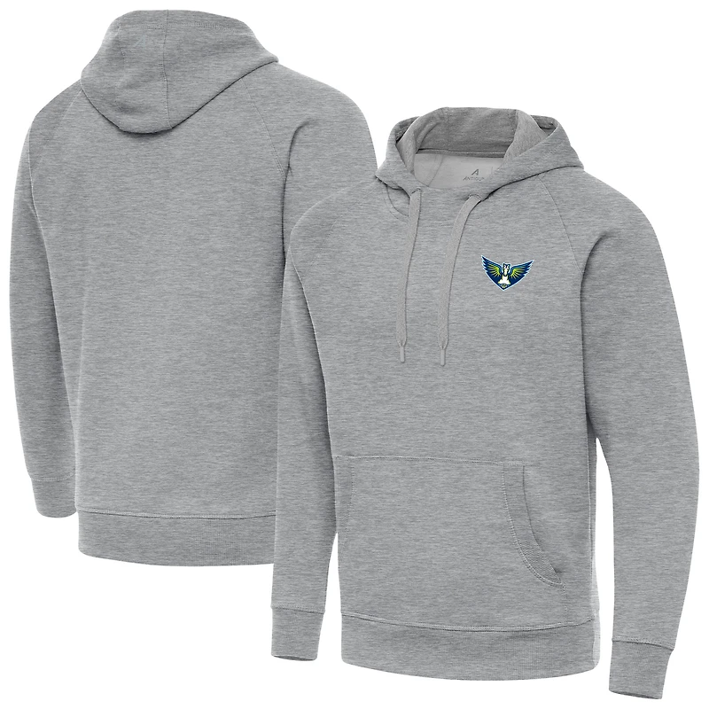 Men's Antigua Heather Gray Dallas Wings Big & Tall Victory Raglan Pullover Hoodie