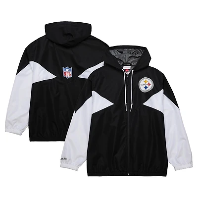 Men's Mitchell & Ness  Black Pittsburgh Steelers Vintage Logo Ultimate Lightweight Full-Zip Windbreaker