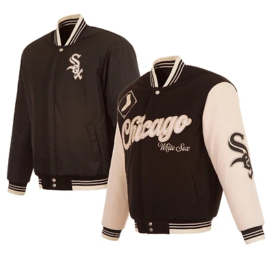 Men's JH Design  Black Chicago White Sox Reversible Wool Full-Zip Jacket