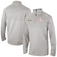 Men's Columbia Heather Gray New York Yankees Omni-Wick Rockin' It Raglan Quarter-Zip Top