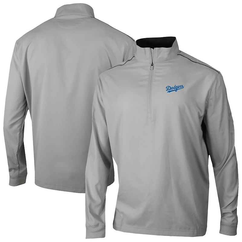 Men's Columbia  Gray Los Angeles Dodgers Omni-Wick Bogey's Paradise Quarter-Zip Top