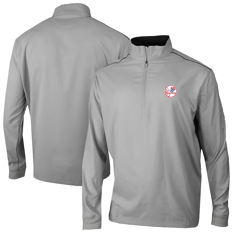Men's Columbia  Gray New York Yankees Omni-Wick Bogey's Paradise Quarter-Zip Top