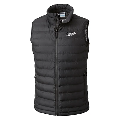 Men's Columbia  Black Los Angeles Dodgers Omni-Heat Powder Lite Full-Zip Vest