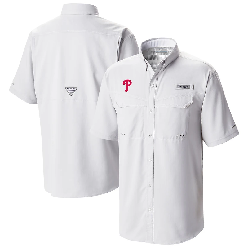Men's Columbia  White Philadelphia Phillies Omni-Wick Low Drag Offshore Button-Up Shirt