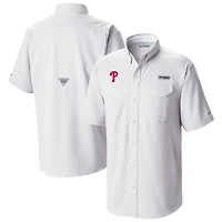 Men's Columbia  White Philadelphia Phillies Omni-Wick Low Drag Offshore Button-Up Shirt