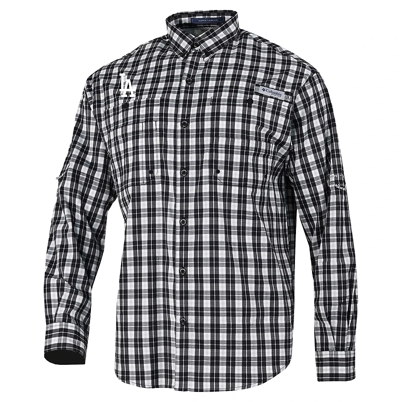 Men's Columbia  Black Los Angeles Dodgers Super Slack Tide Omni-Wick Button-Up Shirt