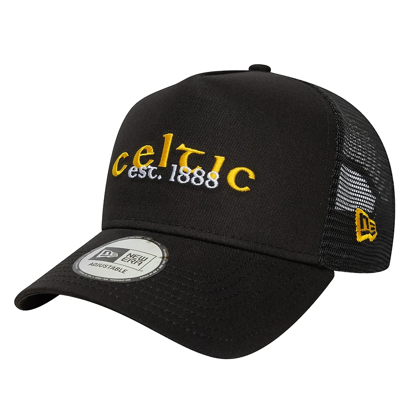 Men's New Era Black Celtic Core Wordmark Adjustable Trucker Hat