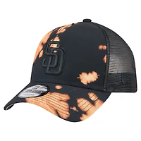 Men's New Era  Black San Diego Padres Bleached A-Frame 9FORTY Adjustable Hat