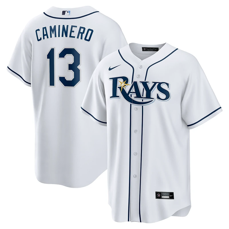 Men's Nike Junior Caminero White Tampa Bay Rays Home Replica Player Jersey