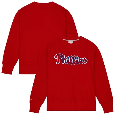 Men's Mitchell & Ness Red Philadelphia Phillies Playoff Win Vintage 2.0 Pullover Sweatshirt