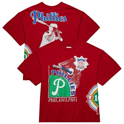 Men's Mitchell & Ness  Red Philadelphia Phillies Cooperstown Collection Logo Blast T-Shirt