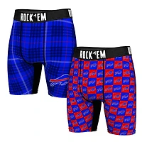 Men's Rock Em Socks   Buffalo Bills Two-Pack Plaid and Checkerboard Boxer Briefs