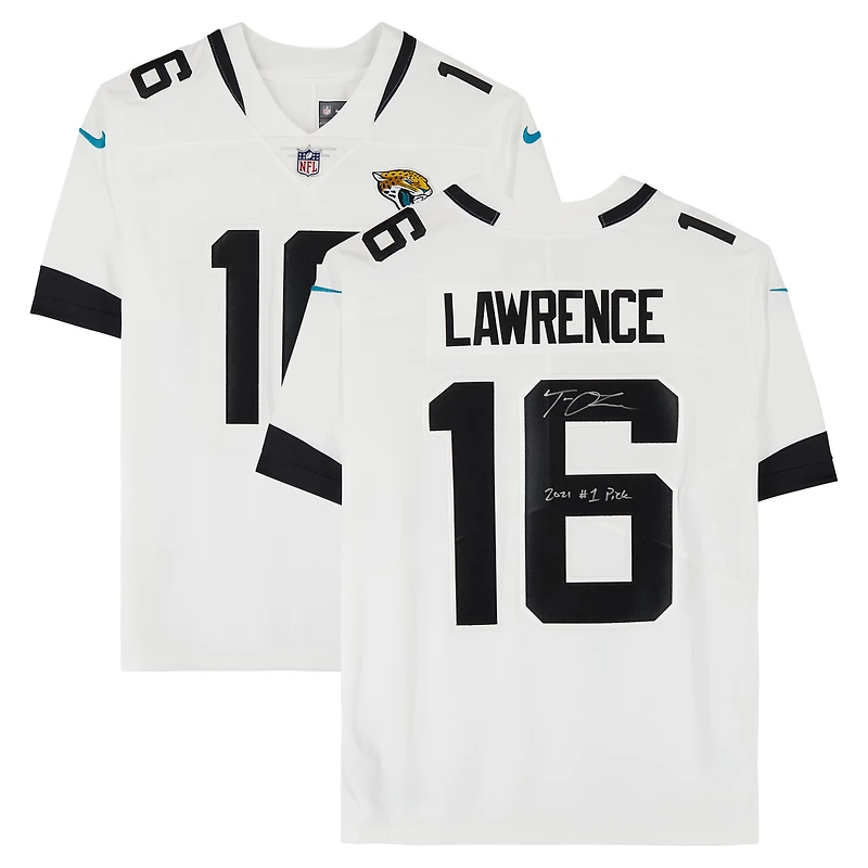 Trevor Lawrence Jacksonville Jaguars Autographed White Nike Limited Jersey with "2021 #1 Pick" Inscription