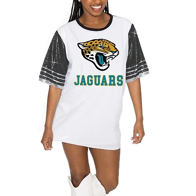 Women's Gameday Couture White/Black Jacksonville Jaguars Bling It Full Sequin Jersey Dress