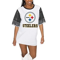 Women's Gameday Couture White/Black Pittsburgh Steelers Bling It Full Sequin Jersey Dress