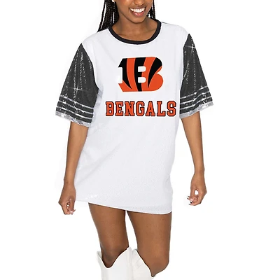 Women's Gameday Couture White/Black Cincinnati Bengals Bling It Full Sequin Jersey Dress