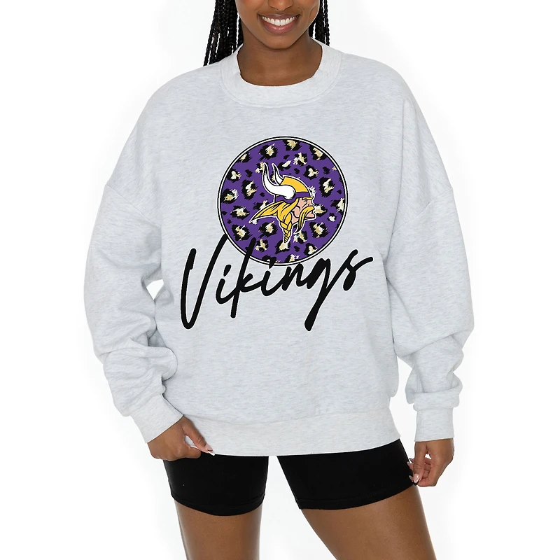Unisex Gameday Couture Ash Minnesota Vikings Going Wild Premium Fleece Pullover Sweatshirt