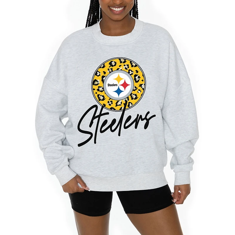 Unisex Gameday Couture Ash Pittsburgh Steelers Going Wild Premium Fleece Pullover Sweatshirt