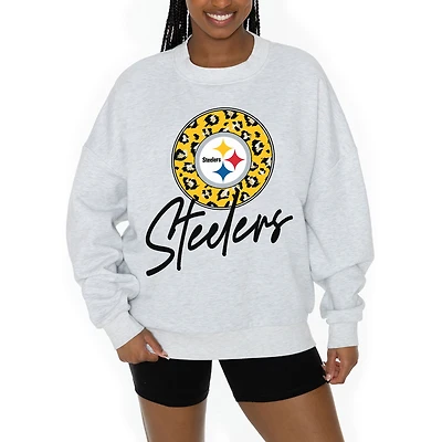 Unisex Gameday Couture Ash Pittsburgh Steelers Going Wild Premium Fleece Pullover Sweatshirt