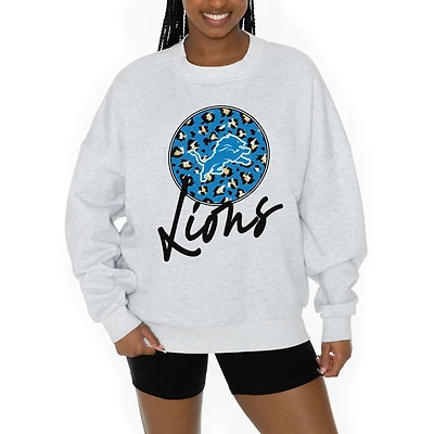 Unisex Gameday Couture Ash Detroit Lions Going Wild Premium Fleece Pullover Sweatshirt