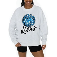 Unisex Gameday Couture Ash Detroit Lions Going Wild Premium Fleece Pullover Sweatshirt