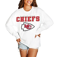 Women's Gameday Couture  White Kansas City Chiefs Big Goals Oversized Long Sleeve T-Shirt