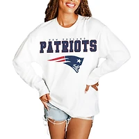Women's Gameday Couture  White New England Patriots Big Goals Oversized Long Sleeve T-Shirt