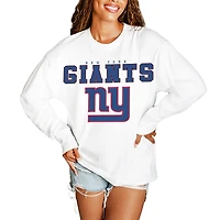 Women's Gameday Couture  White New York Giants Big Goals Oversized Long Sleeve T-Shirt